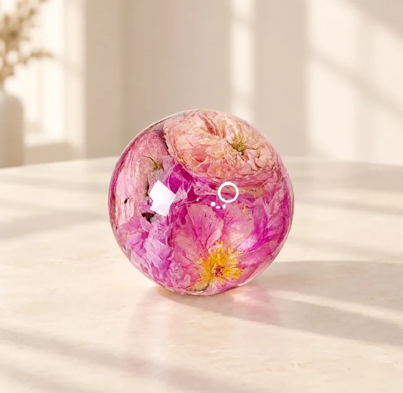Memora M: flores cor-de-rosa preservadas em resina